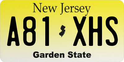 NJ license plate A81XHS