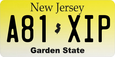 NJ license plate A81XIP