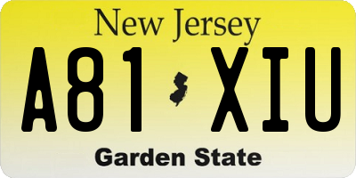 NJ license plate A81XIU