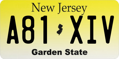 NJ license plate A81XIV