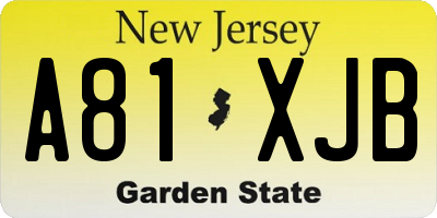 NJ license plate A81XJB