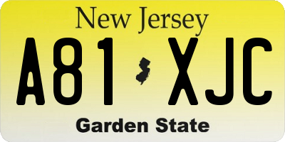 NJ license plate A81XJC