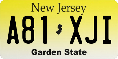 NJ license plate A81XJI