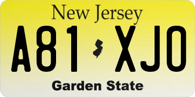 NJ license plate A81XJO