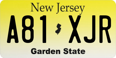 NJ license plate A81XJR