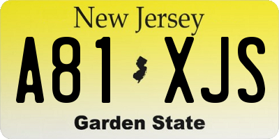 NJ license plate A81XJS