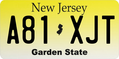 NJ license plate A81XJT