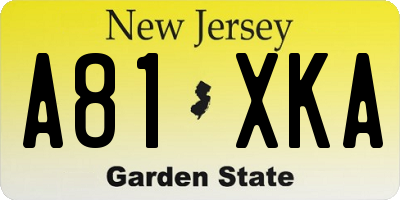 NJ license plate A81XKA