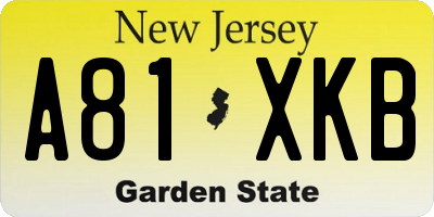 NJ license plate A81XKB