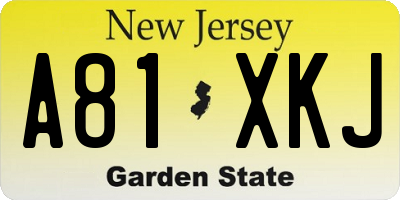 NJ license plate A81XKJ