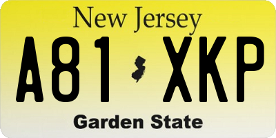 NJ license plate A81XKP