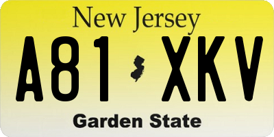 NJ license plate A81XKV