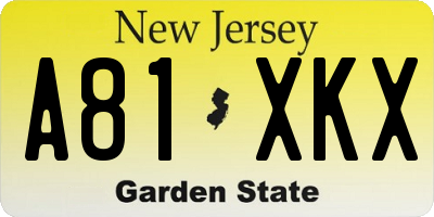 NJ license plate A81XKX