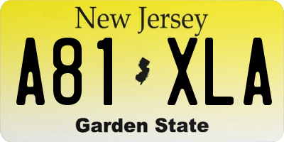 NJ license plate A81XLA