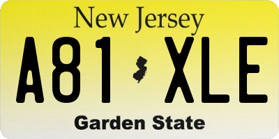 NJ license plate A81XLE