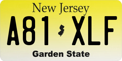 NJ license plate A81XLF