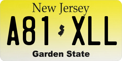 NJ license plate A81XLL