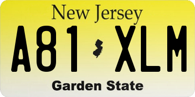 NJ license plate A81XLM