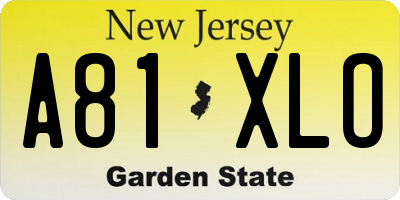 NJ license plate A81XLO
