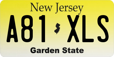 NJ license plate A81XLS