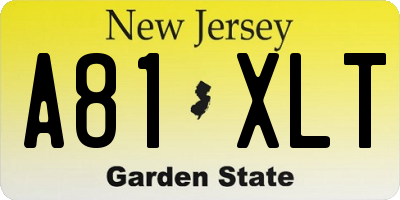 NJ license plate A81XLT