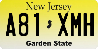 NJ license plate A81XMH