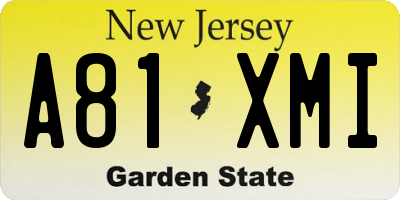 NJ license plate A81XMI