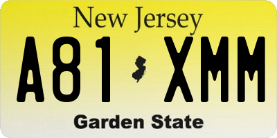 NJ license plate A81XMM