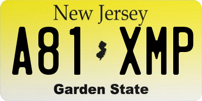 NJ license plate A81XMP