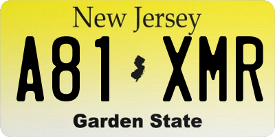 NJ license plate A81XMR