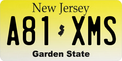 NJ license plate A81XMS