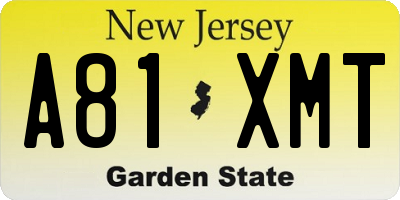 NJ license plate A81XMT