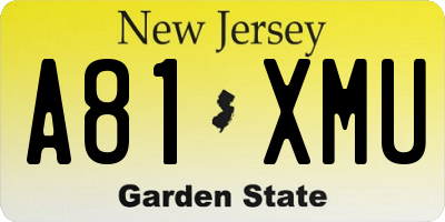 NJ license plate A81XMU