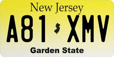 NJ license plate A81XMV