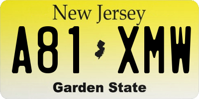 NJ license plate A81XMW
