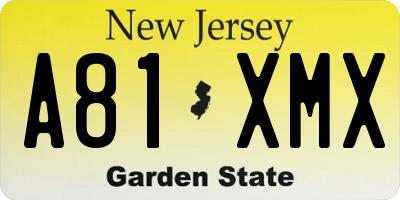 NJ license plate A81XMX