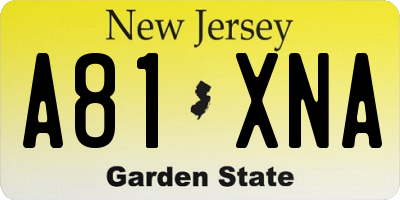 NJ license plate A81XNA