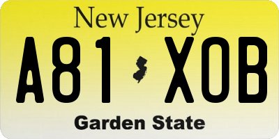 NJ license plate A81XOB