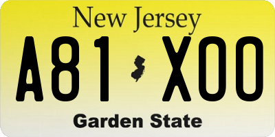NJ license plate A81XOO