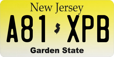 NJ license plate A81XPB
