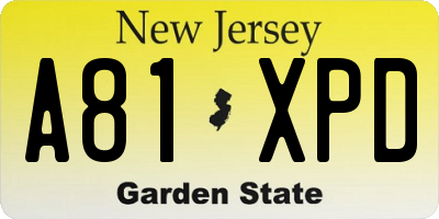 NJ license plate A81XPD