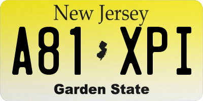 NJ license plate A81XPI