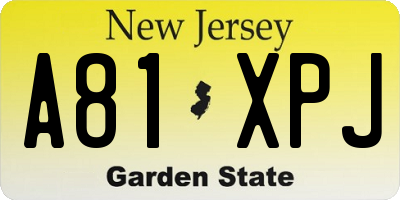 NJ license plate A81XPJ