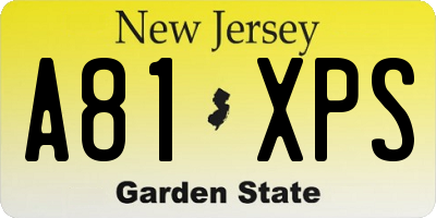 NJ license plate A81XPS