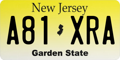 NJ license plate A81XRA