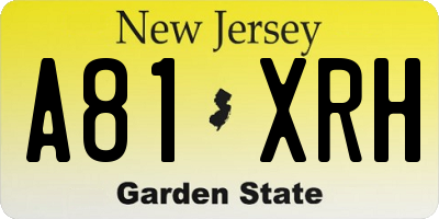 NJ license plate A81XRH