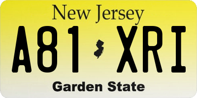 NJ license plate A81XRI