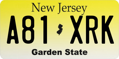 NJ license plate A81XRK