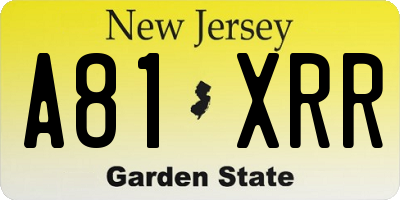 NJ license plate A81XRR