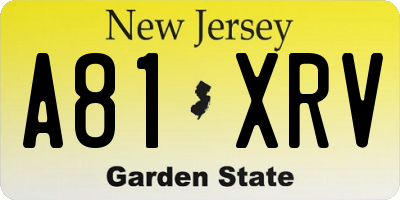 NJ license plate A81XRV